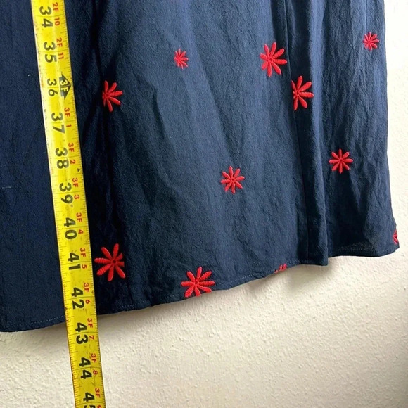 Lulus Adorable Dream Navy Blue Embroidered Empire Waist Midi Dress Floral sz M - Picture 11 of 13